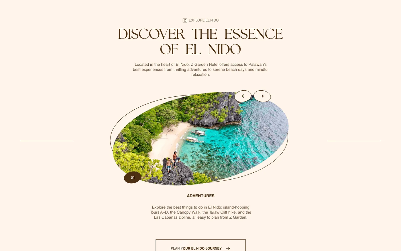 Screenshot: Explore El Nido on the home page