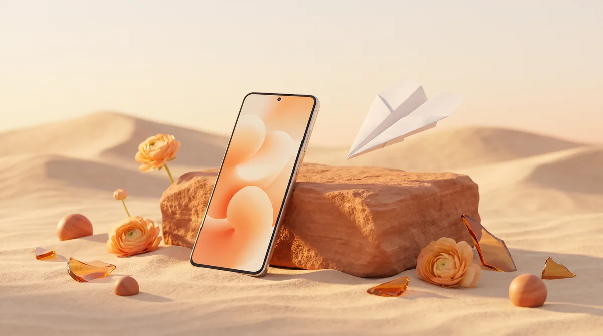 A smartphone with an interface and a paper plane